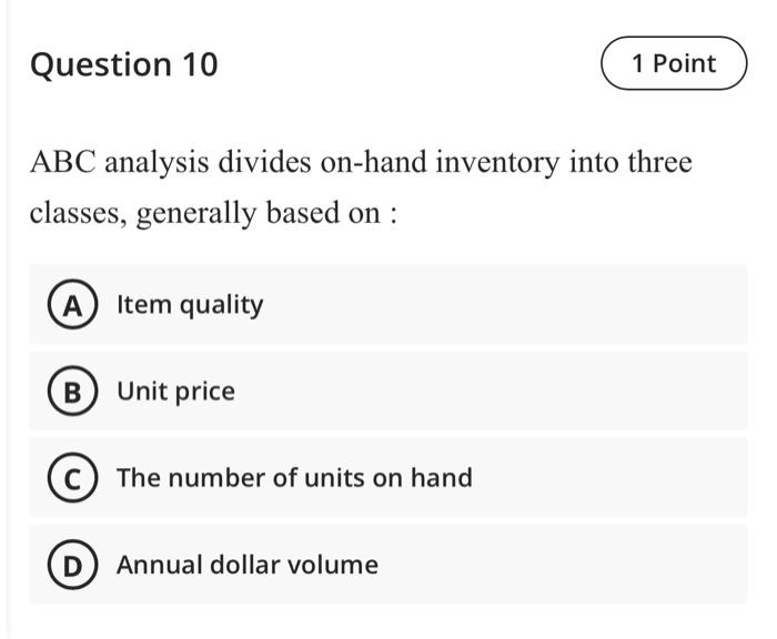 production planning and control Question 10 1