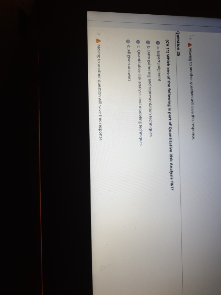 Moving to another question will save this