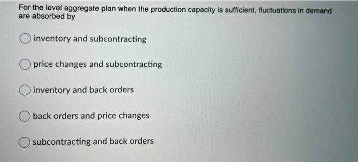 For the level aggregate plan when the production