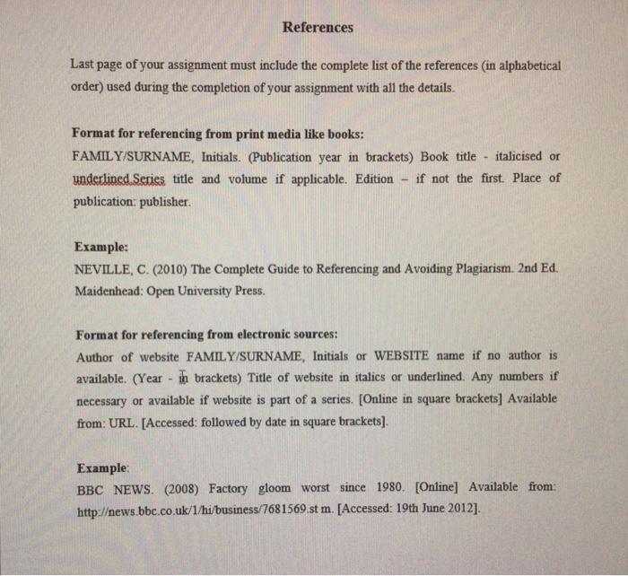 the assignment require references, please