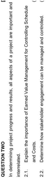 QUESTION TWO 2 In determining project progress