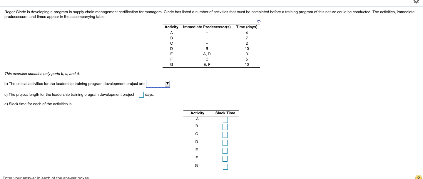Roger Ginde is developing a program in supply