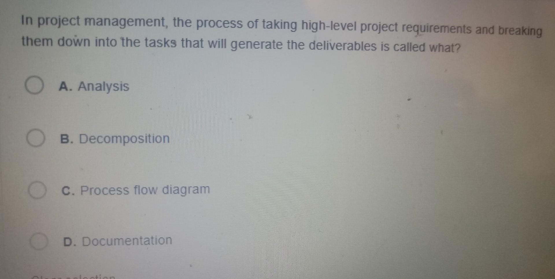 help 17 In project management, the process of