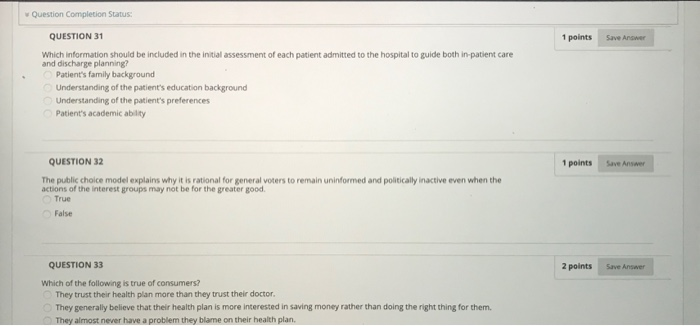 answer all questions Question Completion Status: