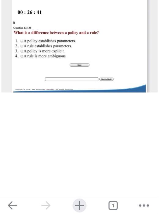 00:26:41 6 Question 12/30 What is a difference