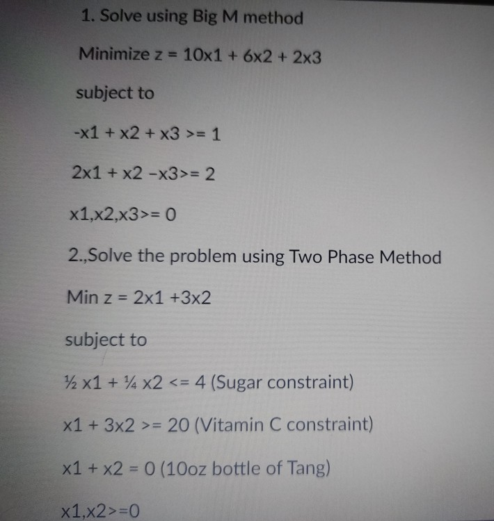 Use a tabulation and post it. 1. Solve using Big