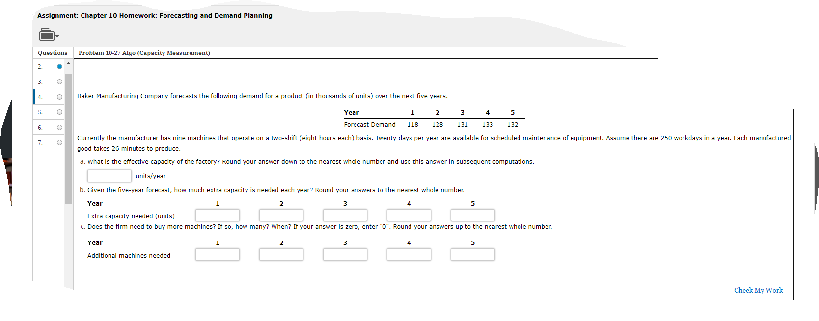 Assignment: Chapter 10 Homework: Forecasting and