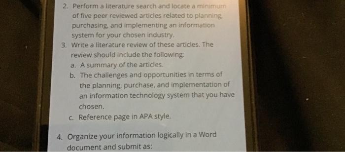 2. Perform a literature search and locate a