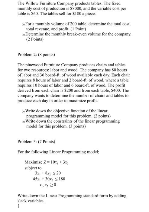 The Willow Furniture Company products tables. The
