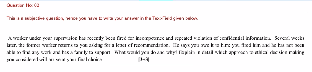 Question No: 03 This is a subjective question,