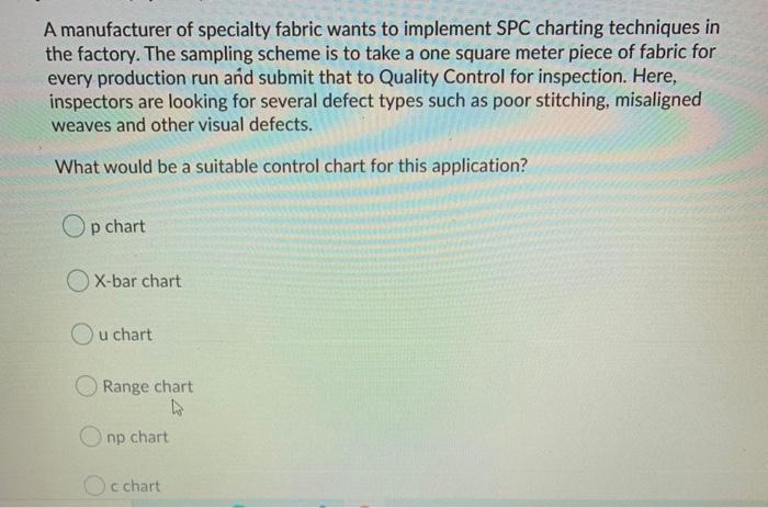 A manufacturer of specialty fabric wants to