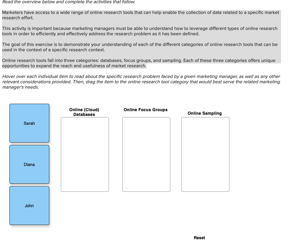 Read the overview below and complete the