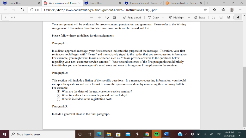 * Ask a Question X * Course Hero X Dropbox