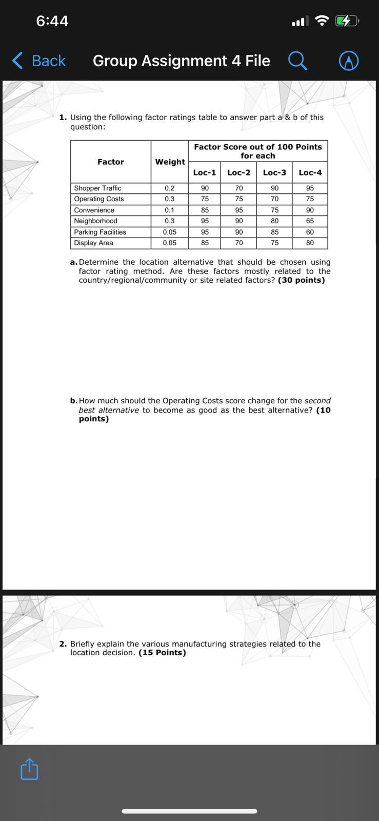 6:44 < Back Group Assignment 4 File Q 1. Using