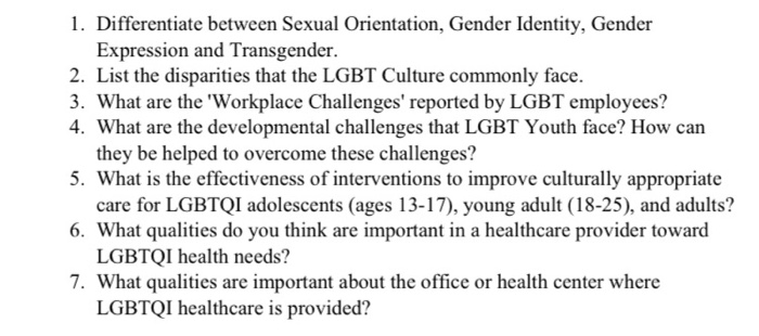 1. Differentiate between Sexual Orientation,