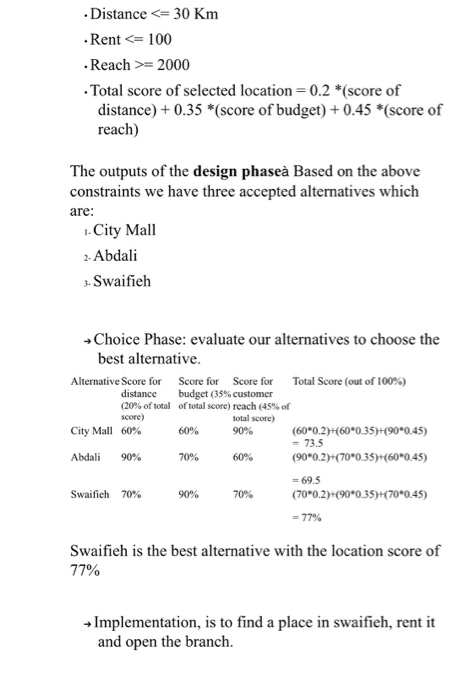 for a business problem of your choice describe