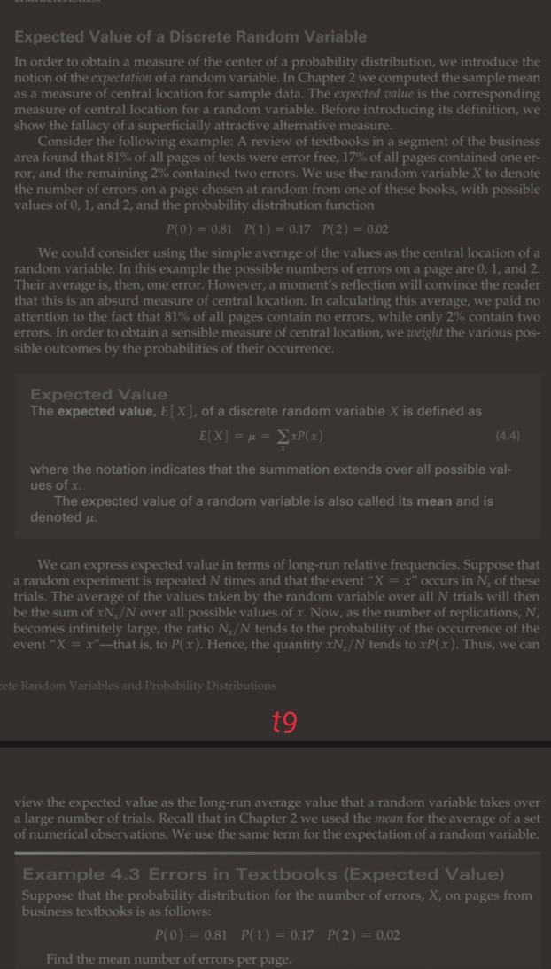 t Expected Value of a Discrete Random Variable In