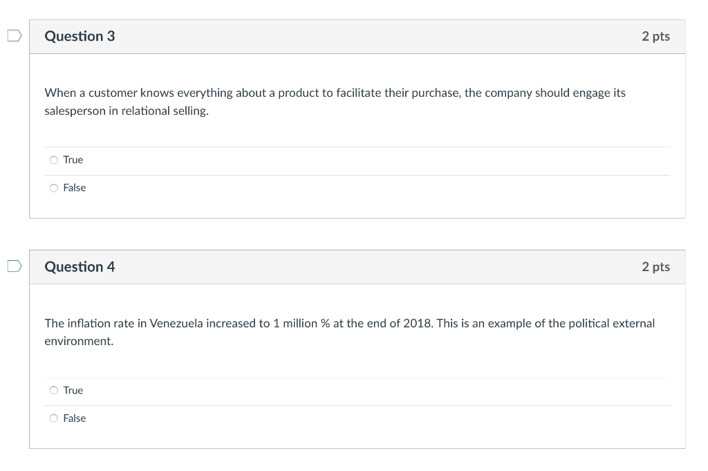 Question 3 2 pts When a customer knows everything