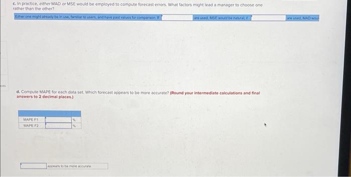 Problem 3-21 (Static) Two different forecasting
