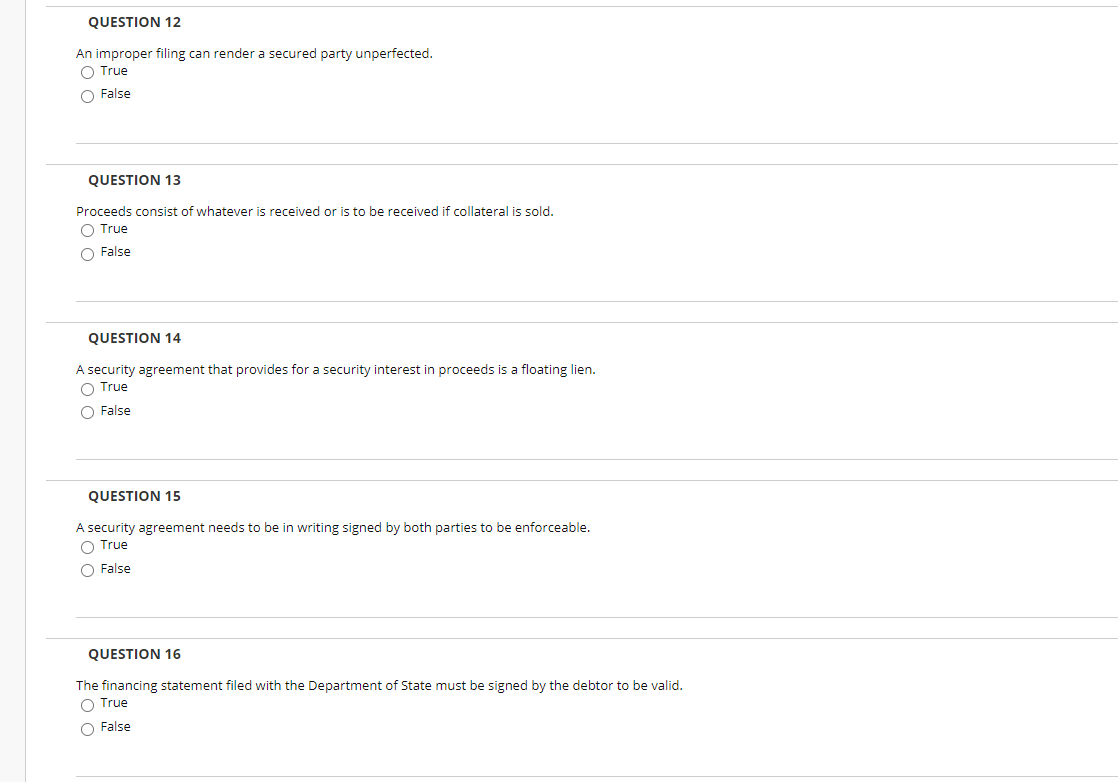 QUESTION 12 An improper filing can render a