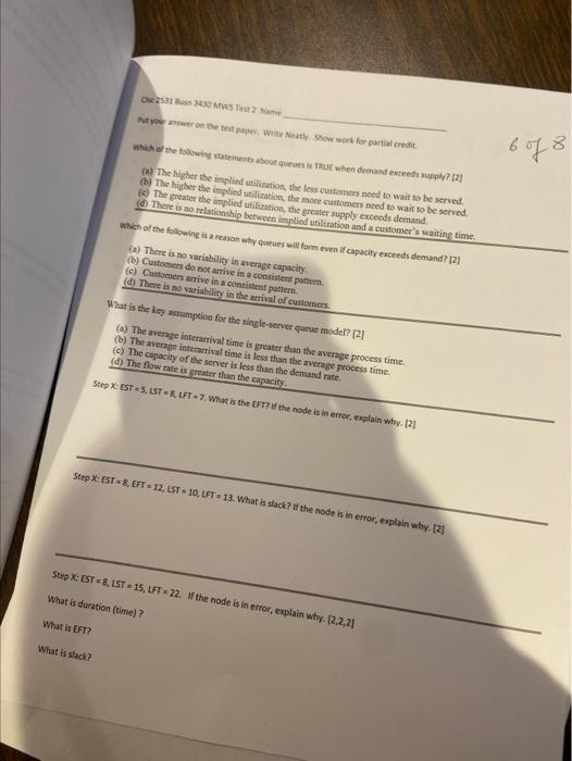 240 MW Test 2 Name Non the test paper Write