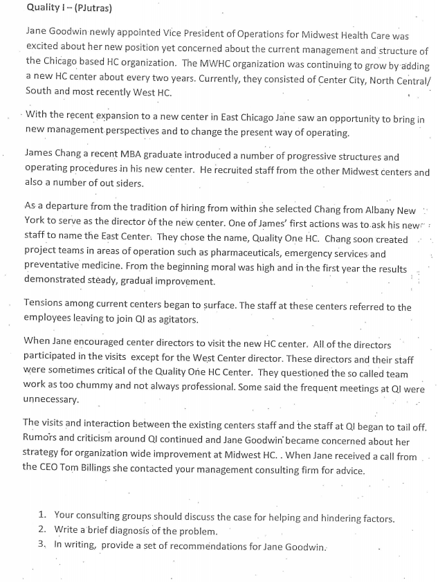 please type out answer Quality - (PJutras) Jane