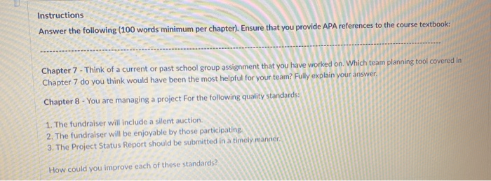 Instructions Answer the following (100 words