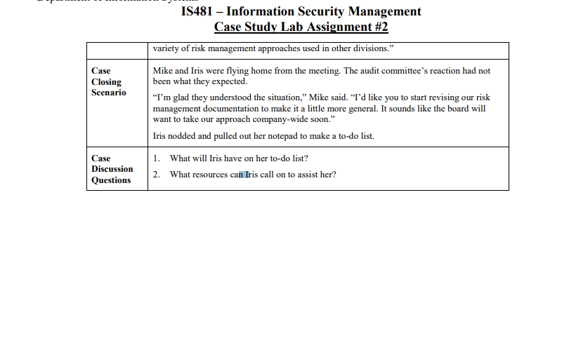 (information security management) I have a case