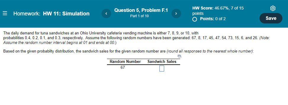 = Homework: HW 11: Simulation Question 5, Problem