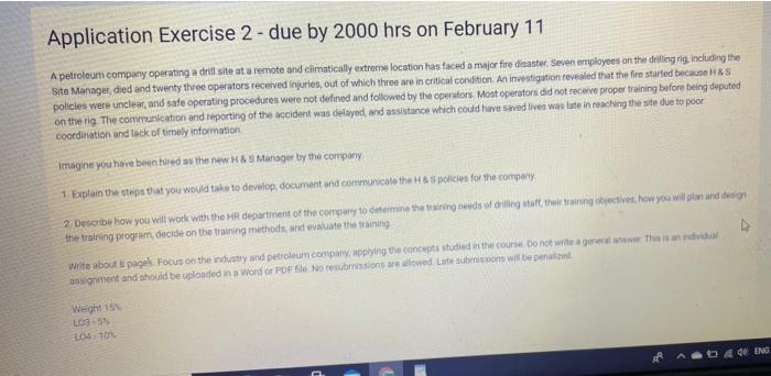 Application Exercise 2 - due by 2000 hrs on