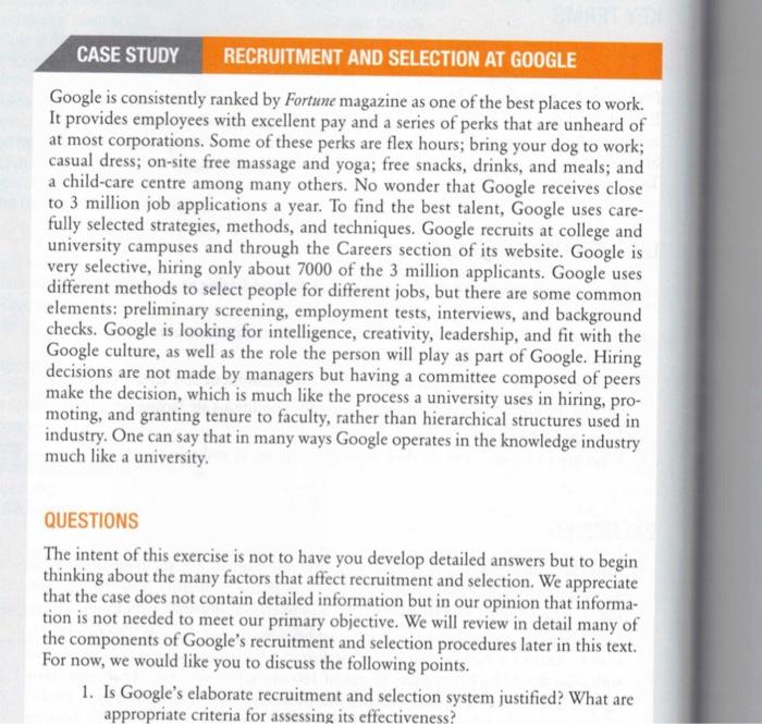 CASE STUDY RECRUITMENT AND SELECTION AT GOOGLE