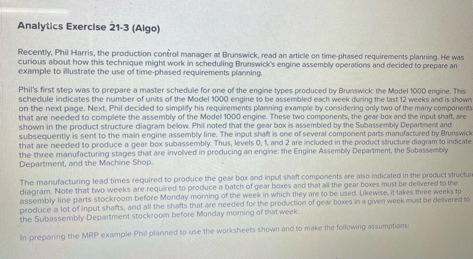 Analytics Exercise 21-3 (Algo) Recently, Phil