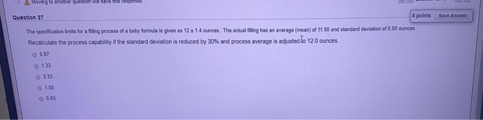 Save Answer Question 27 4 points The