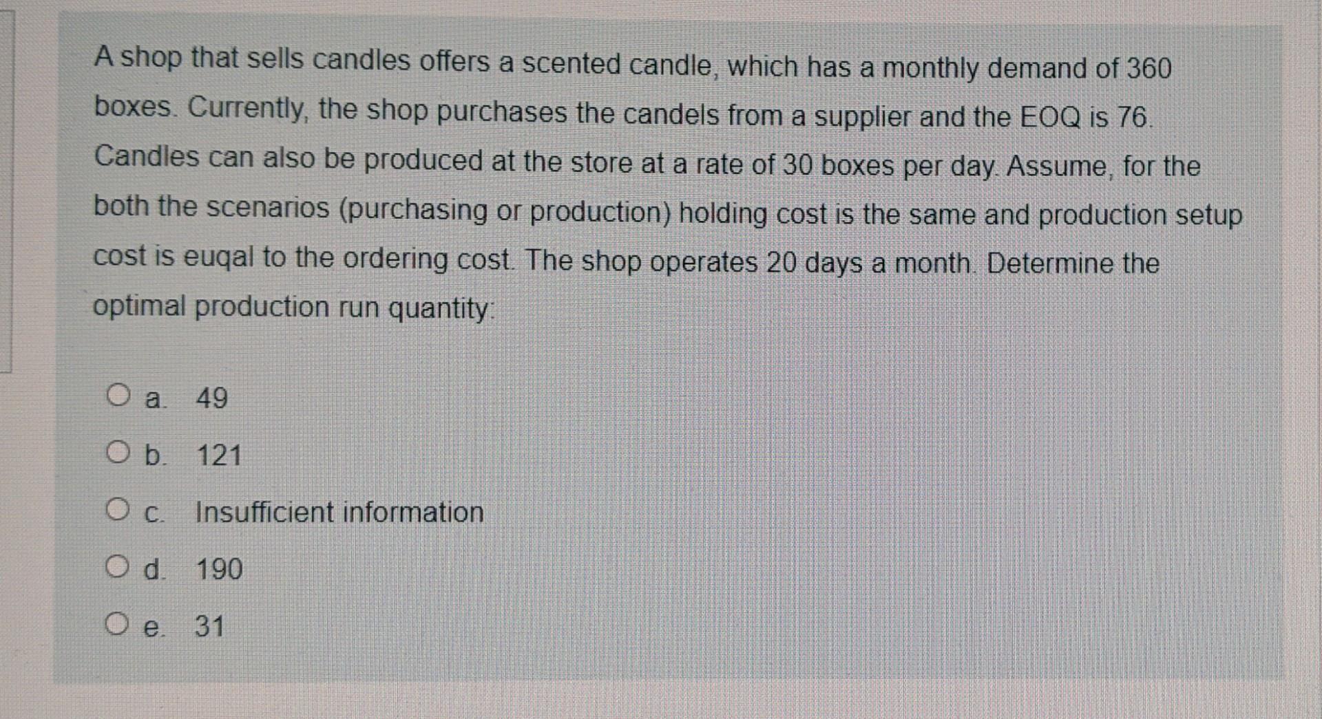 A shop that sells candles offers a scented