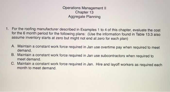 Operations Management II Chapter 13 Aggregate