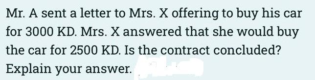 a- b- c- Mr. A sent a letter to Mrs. X offering