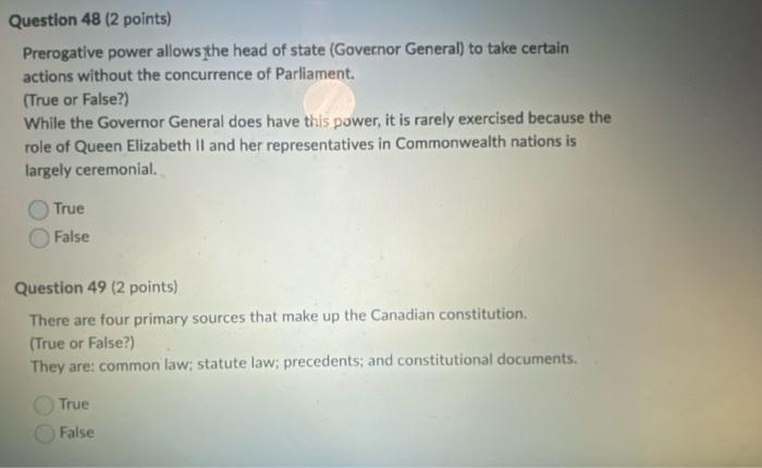 Prerogative power allows the head of state