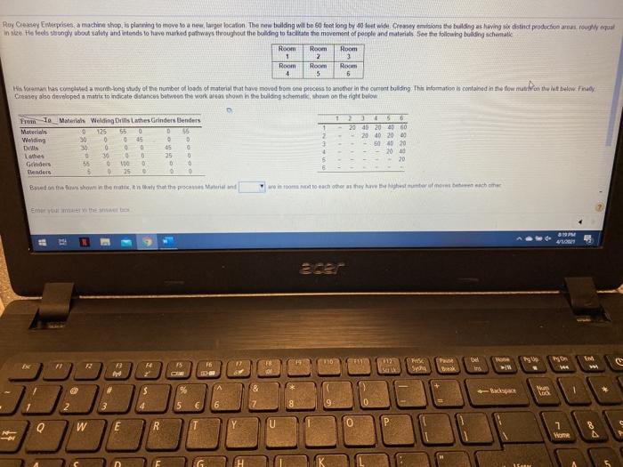 Roy Casey Emprises a machine shop, is planning to