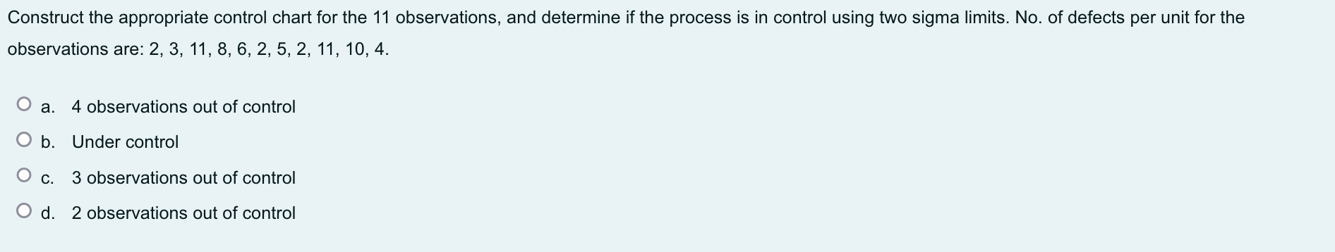 Construct the appropriate control chart for the