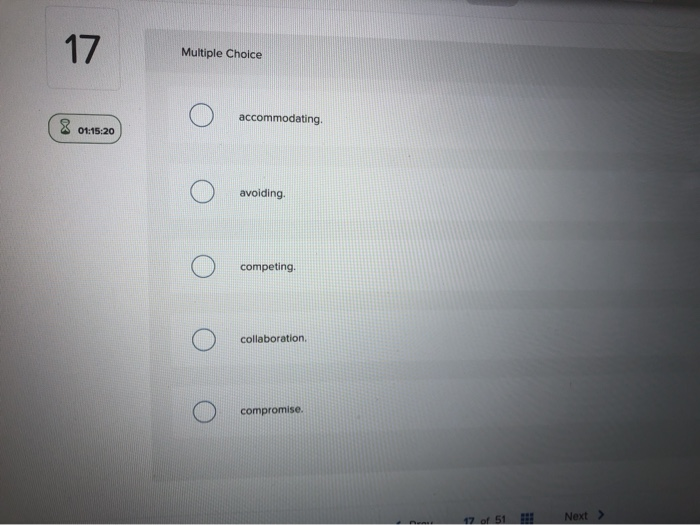 1 / The conflict resolution style that occurs