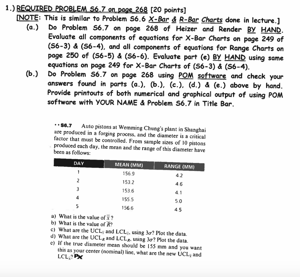 Please show specific hand calculations. 1.)