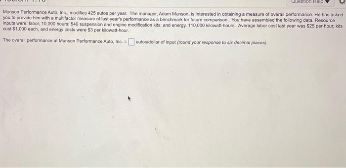 1001 10IP Munson Performance Auto, Inc., modifies