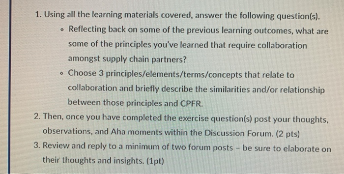 1. Using all the learning materials covered,