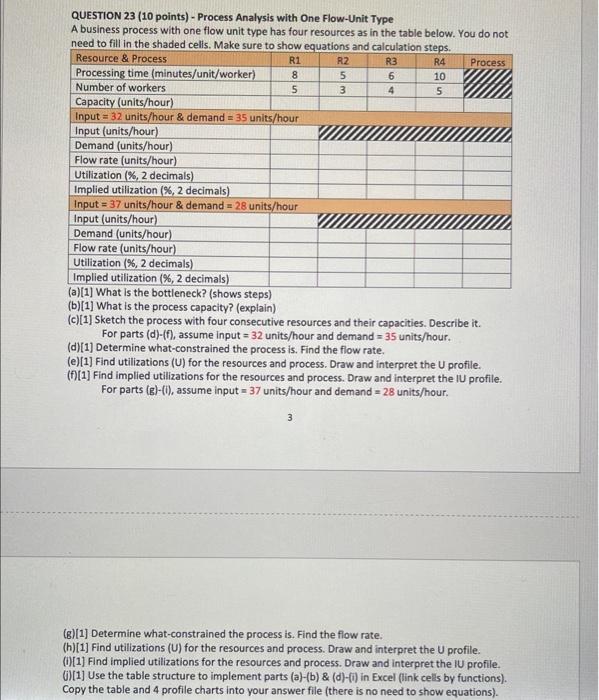 QUESTION 23 (10 points) - Process Analysis with