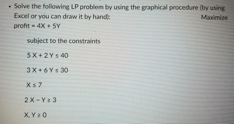 draw by hand Solve the following LP problem by