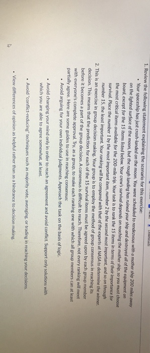 1. Review the following statement explaining the