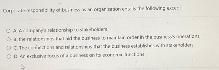 Corporate responsibility of business as an