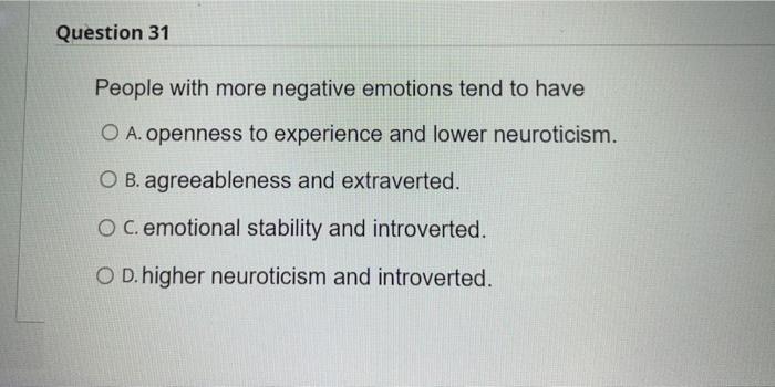 Question 31 People with more negative emotions