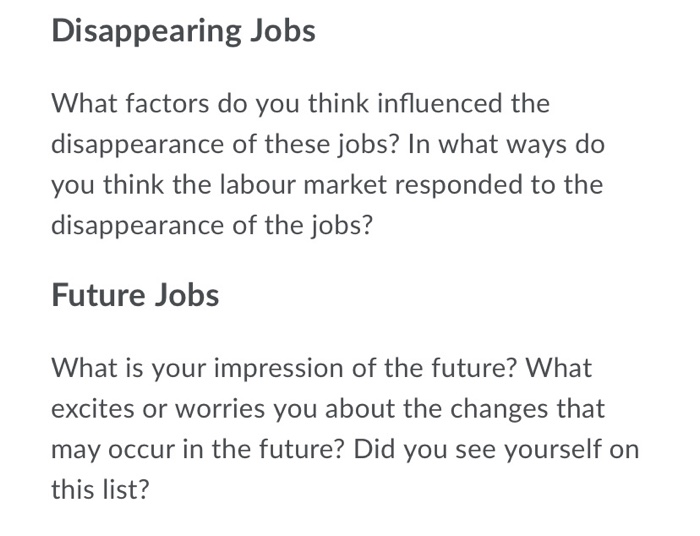 share your thoughts on the disappearance of job