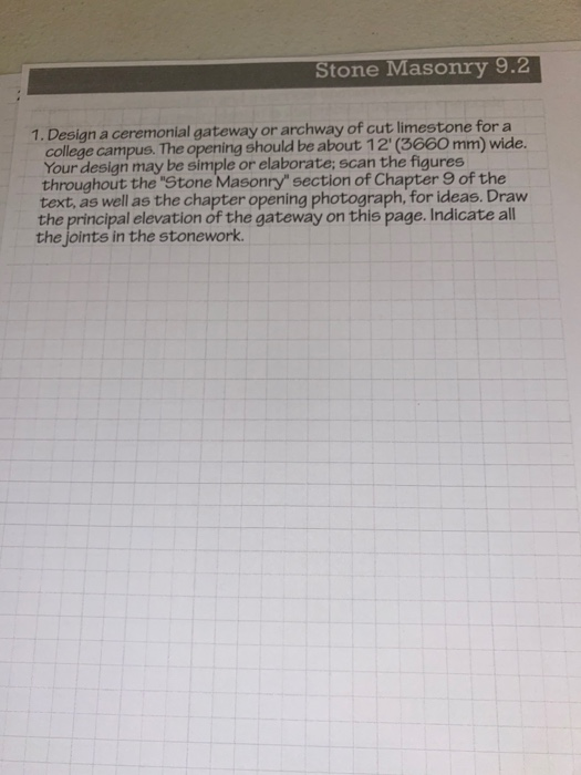 Stone Masonry 9.2 1. Design a ceremonial gateway